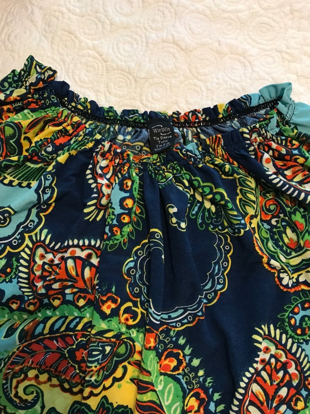 WinWin very colorful floral / paisley tie (bell) sleeve tunic (S-M) - Picture 8 of 16